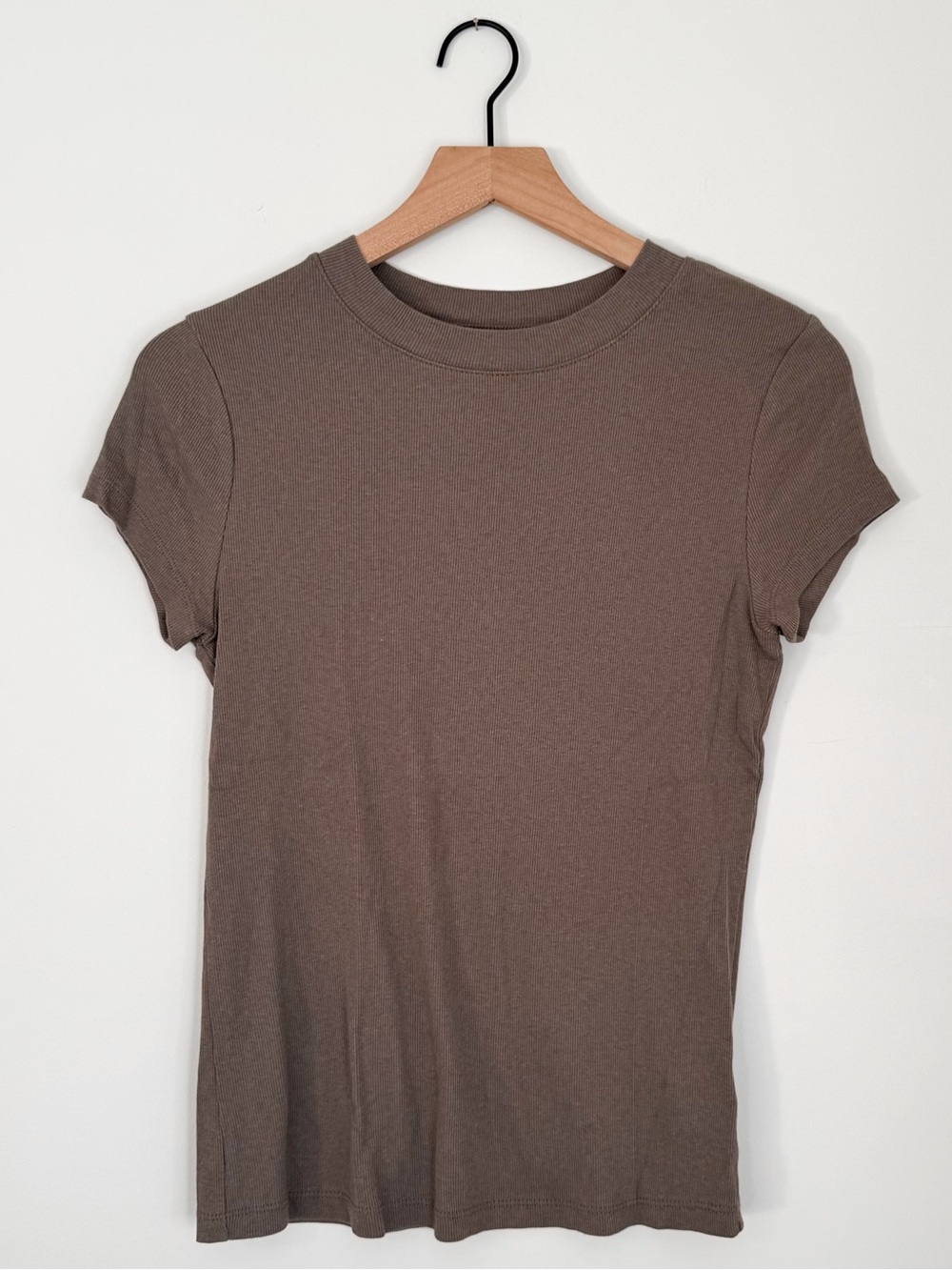 A New Day Brown Taupe Short Sleeve Ribbed Tee Size Medium
